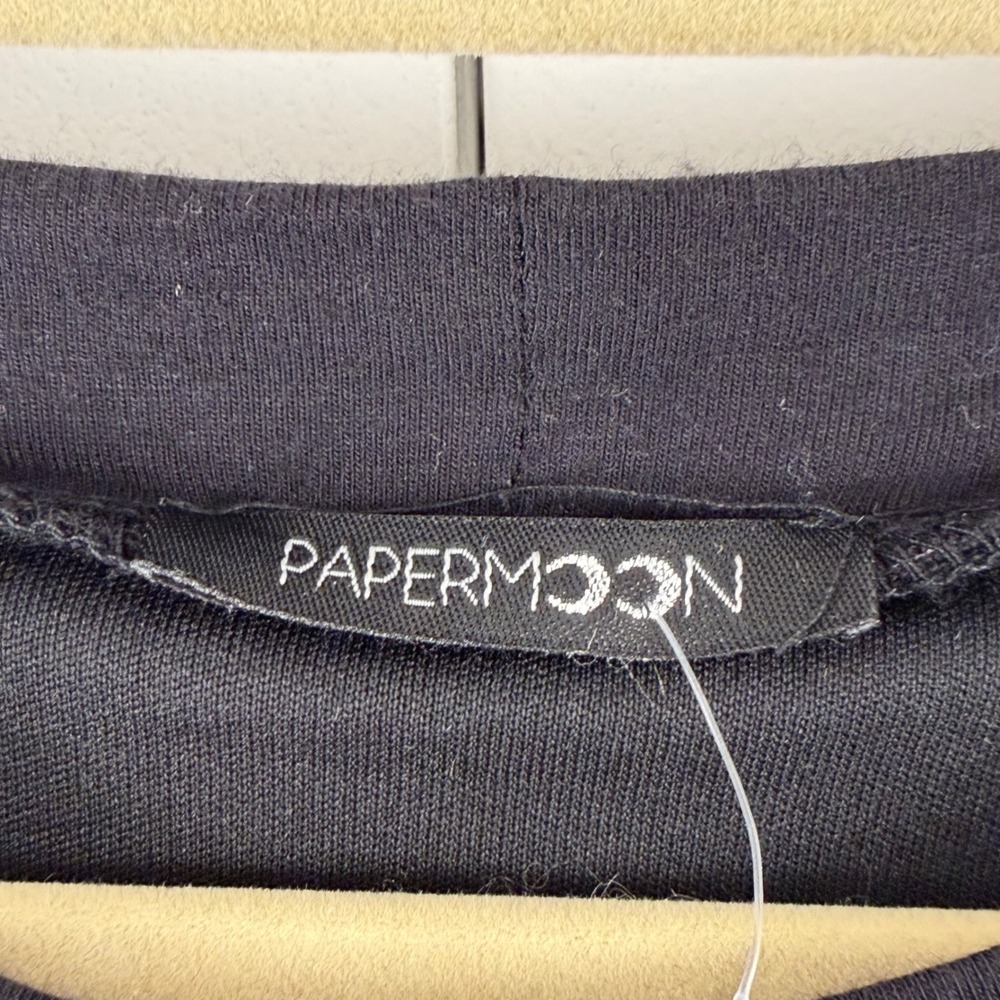 Papermoon Malorie Knit Dress XL Black Halter Keyhole Smocked Waist NEW - Picture 3 of 13